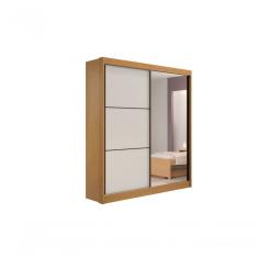 Guarda Roupa Solteiro Atenas 2 Portas de Bater 3 Gavetas 100% MDF Cinamomo-Off White Dedoro Móveis