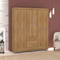 Guarda Roupa Casal Urus Nature 6 Portas 2 Gavetas MDP Cor Nature Casa H