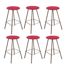 Kit 06 Banqueta Alta Loni Eiffel Bronze Vermelho
