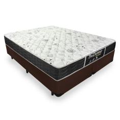Cama Box Queen 158 Bipartido Tecido Sintético Marrom com Colchão De Molas - Probel Prodormir Sleep Black