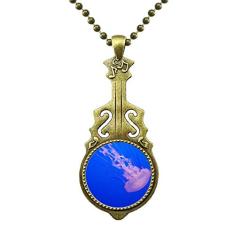 DIYthinker Colar de água-viva com organismo marítimo tropical, joia antiga com pingente de música