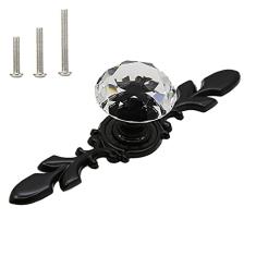 HUAMULAN Pacote com 10 maçanetas de gaveta de vidro cristal puxadores de armário de cozinha puxadores de porta de armário com parafusos para cozinha banheiro decoração de escritório placa traseira de