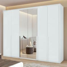 Guarda-Roupa Casal Imperatore 6 Portas com Espelho 100% Mdf Branco - Móveis Lopas