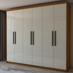Guarda-Roupa Casal Versalhes 6 Portas 4 Gavetas Cinamomo/Off White - Panorama Móveis