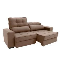 Sofá Retrátil E Reclinável 3 Lugares Oppel I Suede Marrom