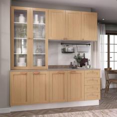 Cozinha Modulada 4 Peças com Tampo 2 Aéreos 2 Balcões Arizona Cabecasa Madeiramadeira Figueira