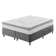 Cama Box Queen Preto + Colchão Ortopedico Espuma D33 Pillow