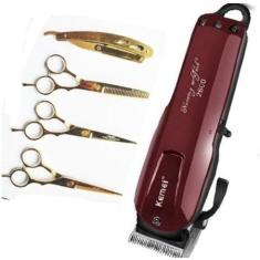 Maquina Kemei 2600+Kit Tesouras De Corte Cabelo Profissional - Kemei P
