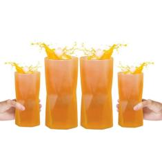 Conjunto Com 4 Copos Rombus Neon Laranja 465ml - Libbey - Globimport