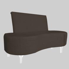 Sofá 2 Lugares Feijão Organico Pes Metal Cromados 140cm Marrom