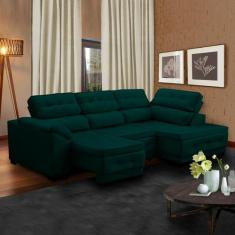 Sofá Retrátil Reclinável de Canto Chaise 250 x 150 Cm Luiza Suede - Só