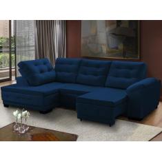 Sofá Canto Chaise Agatha Retrátil Reclinável 250 x 150 Cm Mola Bonnel 