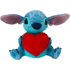 Urso De Pelucia Stitch Coração Com Som 30cm Disney Multikids