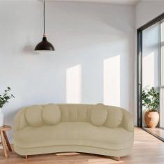 Sofá Curvo 2 Lugares Orgânico Luxo Panamá 160cm Suede Branco