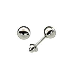 Brinco bolinha classica bebe primeiro segundo furo 4mm ouro 18k k04505