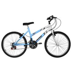 Bicicleta Ultra Bikes Aro 24 Feminina Bicolor Freio V Brake, Azul bebe