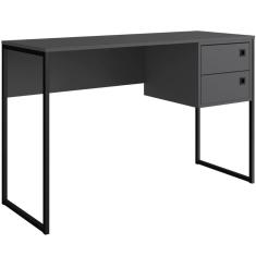 Mesa De Computador Escrivaninha Com Gaveta em Grafite 120cm Placa e Ponto Estilo Industrial
