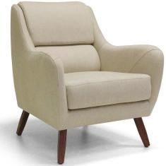 Poltrona Decorativa Para Sala de Estar e Recepção Gooby D02 Linho Bege