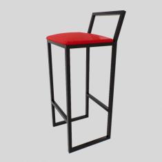 Banqueta Alta Balcão Bistrô Preta Confort Industrial Assento Estofado 