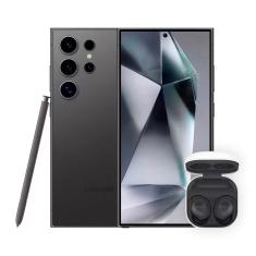 Smartphone Samsung Galaxy S24 Ultra Titânio Preto 256GB, IA, Tela 6.8", 12GB RAM, S Pen, Snapdragon 8 Gen 3 + Fone de Ouvido Galaxy Buds FE - Grafite