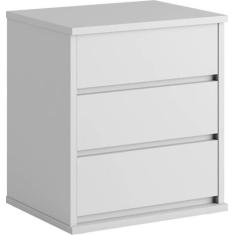 Mesa de Cabeceira 3 Gavetas MDF Grécia-Branco Bianchi - Bianchi Móveis