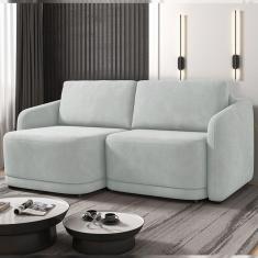 Sofá Cama Modulado Retrátil E Reclinável Decorativo Varsóvia 236cm Veludo Cinza G33 - Gran Belo