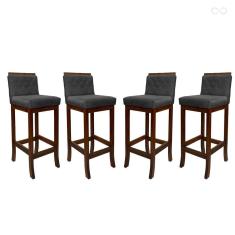 Kit 4 Banquetas Média para Cozinha Nice Madeira Matelassê Suede Cinza CCS