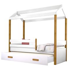 Cama Montessori Cabana Com Auxiliar Solteiro