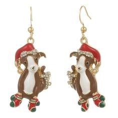 Madison Tyler Brincos femininos de Natal para animais de estimação | Gato fofo | Cães | Pinguins | Ursos | Alpacas | Rena | Porcos | Enfeites de Natal | Brincos de Natal para meninas, Zinco, Strass