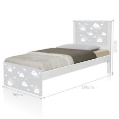 Cama Solteiro Barcelona Nuvem Cinza Menino e Menina - Mais de Casa