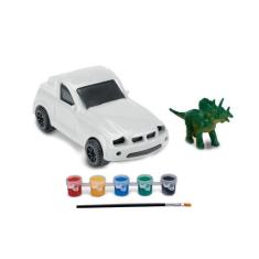 Brinquedo Dinocar Carrinho Para Pintar Com 5 Tintas E Pincel - Xplast
