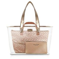 Bolsa Transparente Com 3 Peças Diamantes Jacki Design Dourado