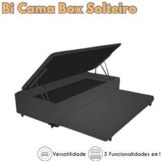 Bicama Box Baú Solteiro 3em1 com Cama Auxiliar em Cori Premium com 88c