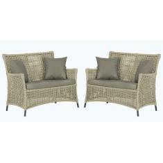 2 Sofás Área Externa Igapó Alumínio Pintura Preta Corda Náutica Estofa