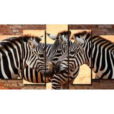 Quadro Decorativo Arte Quadro Zebras 5 Peças 100x60cm