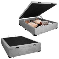Cama Box Baú Viúva Serene Suede Cinza 128x188x44 - SerenePrime