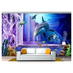 Papel De Parede Vida Marinha Golfinhos Mar 3D At52 - Você Decora