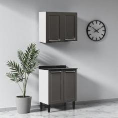 Cozinha Compacta em Aço 2 Peças 4 Portas Florença Itatiaia, Grafite/Br