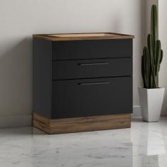 Balcão Cozinha em Aço 2 Gavetas 80cm com Tampo para Cooktop 4 Bocas Ro