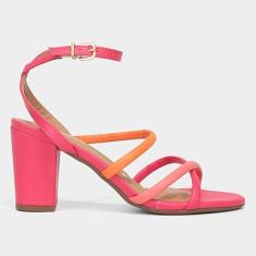 Sandália Vizzano Salto Bloco Tiras Feminina-Feminino