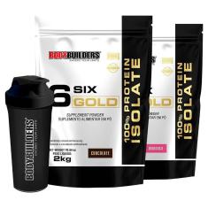 2x Whey Isolado Six Gold 2kg + Coqueteleira - Bodybuilders-Unissex