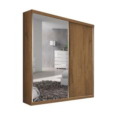 Guarda Roupa Solteiro Salvador Plus 2 Portas de Correr 2 Gavetas MDP com Espelhos Branco