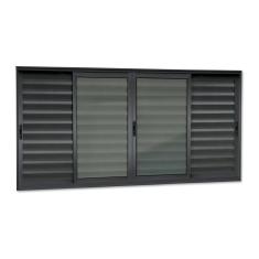 Veneziana Elite 6 Folhas Moveis 100 X 240 Vidro Liso Preto