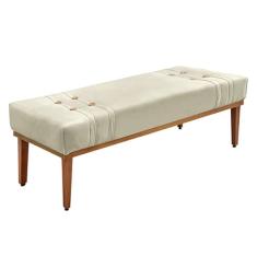Recamier Decorativo 90cm Kors Veludo Pés de Madeira Bege G63 - Gran Belo