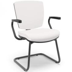 Cadeira De Escritório Fixa Executiva Office Preto Slim Baixa Flexi P03 Vinil Branco 