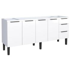 Balcão De Cozinha Para Pia 3 Gavetas Astorga Branco