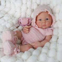 Boneca Bebê Reborn Realista Silicone Sólido 35cm Com Kit Conjunto de R