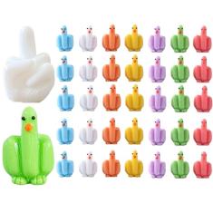 AKV Estatueta de mini patos coloridos e pequenos patos de resina divertidos design de dedos em miniatura patos para esconder e buscar pegadinhas, patos pequenos para esconder para casa de bonecas,
