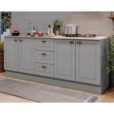 Kit de Cozinha Modulada 3 Peças Americana (2 Balcões. 1 Complemento) Cinza - Henn