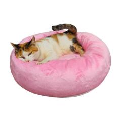 Caminha Pet Redonda De Pelúcia Para Cachorros E Gatos Baunilha - LUCKB